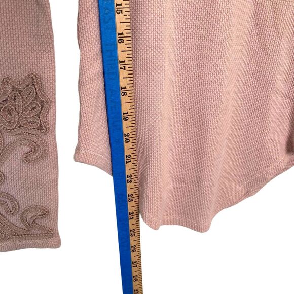 Free People Pink Synergy Cuff Thermal Sweatshirt Laced Details Cuffs Medium M - Picture 8 of 12